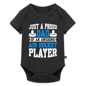 Proud Dad Of An Air Hockey Player - Baby Premium Kurzarmbody - Schwarz - Vorne