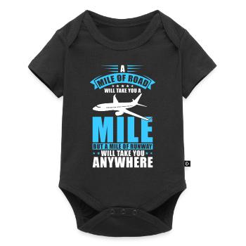 Pilot Flugzeug Geschenk - Baby Premium Kurzarmbody - Schwarz - Vorne