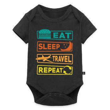 Travel Holiday Saying Eat Sleep Travel Repeat - Baby Premium short-sleeve bodysuit - black - Front