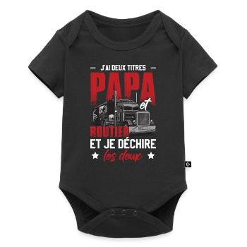 Fête des pères papa routier - Body à manches courtes Premium Bébé - noir - Devant
