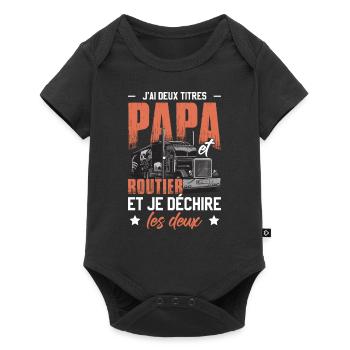 Papa Et Routier Cadeau - Body à manches courtes Premium Bébé - noir - Devant