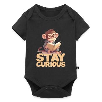 Restez curieux singe lisant drôle amoureux des livres - Body à manches courtes Premium Bébé - noir - Devant