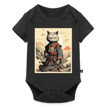 Japanese Cat Warrior - Baby Premium short-sleeve bodysuit - black - Front