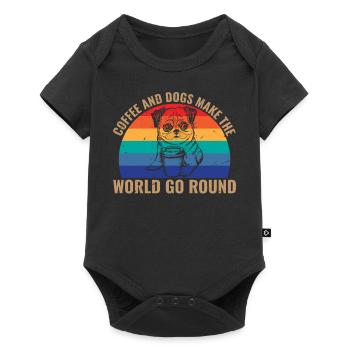 Coffee and dog world go around retro - Baby Premium short-sleeve bodysuit - black - Front