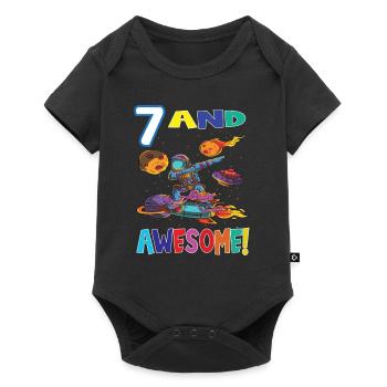 7 And Awesome Birthday Astronaut - Baby Premium short-sleeve bodysuit - black - Front