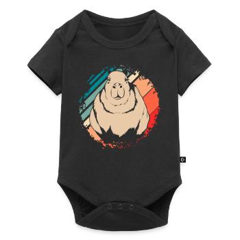 Rétro rongeur animal amoureux cadeau Capybara - Body à manches courtes Premium Bébé - noir - Devant