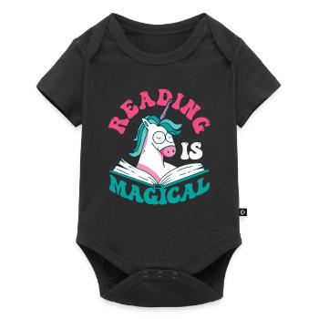 Reading is magical book lover unicorn teacher - Baby Premium short-sleeve bodysuit - black - Front