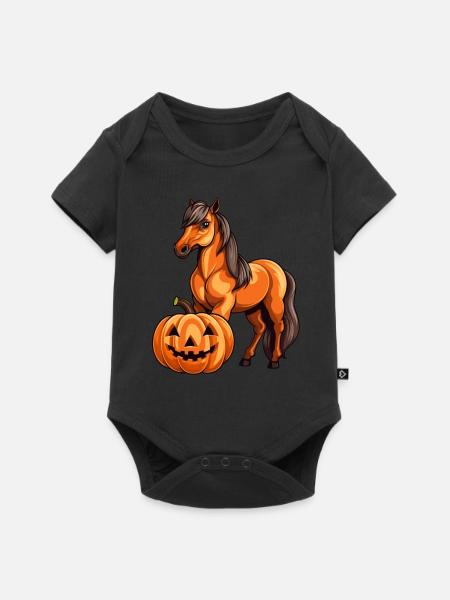 Pferd Kürbis Lazy Halloween Party Kostüm Kinder - Baby Premium Kurzarmbody - Schwarz