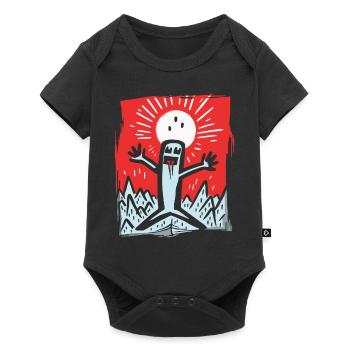 Japanese Red Sun Happy Stick Figure - Baby Premium short-sleeve bodysuit - black - Front