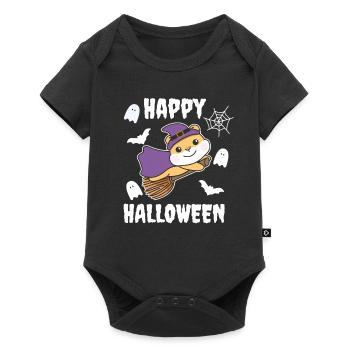 Hamster Joyeux Halloween Sorcière Enfants Sorcière Costume de Sorcière - Body à manches courtes Premium Bébé - noir - Devant