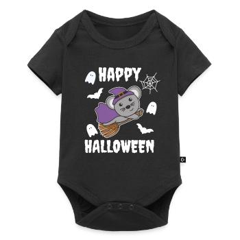 Souris Joyeux Halloween Sorcière Enfants Sorcière Costume de Sorcière - Body à manches courtes Premium Bébé - noir - Devant
