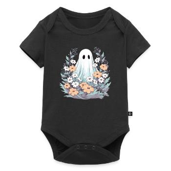 Halloween Groovy Ghost Hippie Fleurs Vintage - Body à manches courtes Premium Bébé - noir - Devant