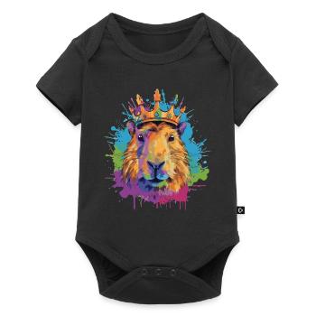 Capybara avec couronne capybara - Body à manches courtes Premium Bébé - noir - Devant
