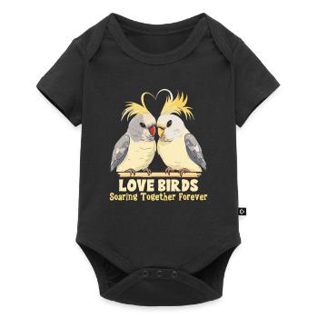 Saint Valentin Tourterelles Oiseau Motif Romantique - Body à manches courtes Premium Bébé - noir - Devant