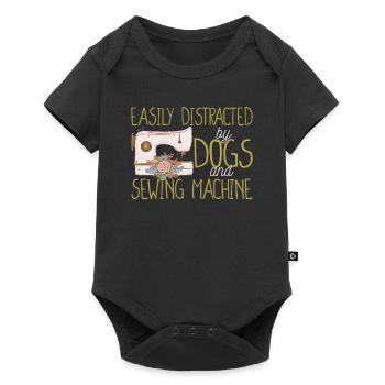 Easily distracted by dogs and sewing machine Closer - Baby Premium short-sleeve bodysuit - black - Front