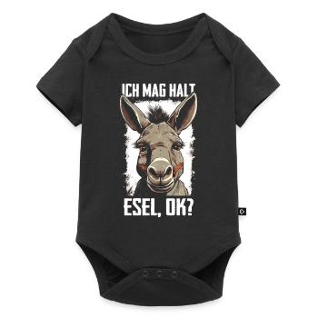 Esel Eselchen Maultier Muli - Baby Premium Kurzarmbody - Schwarz - Vorne