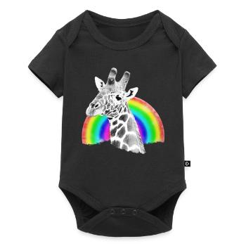 Dessin arc-en-ciel girafe - Animal sauvage en Afrique - Body à manches courtes Premium Bébé - noir - Devant