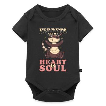 Frettchen Geschenk für Frettchen Besitzer - Baby Premium Kurzarmbody - Schwarz - Vorne