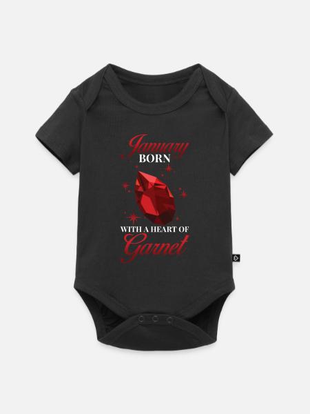 Geburtsstein Januar Granat - Baby Premium Kurzarmbody - Schwarz