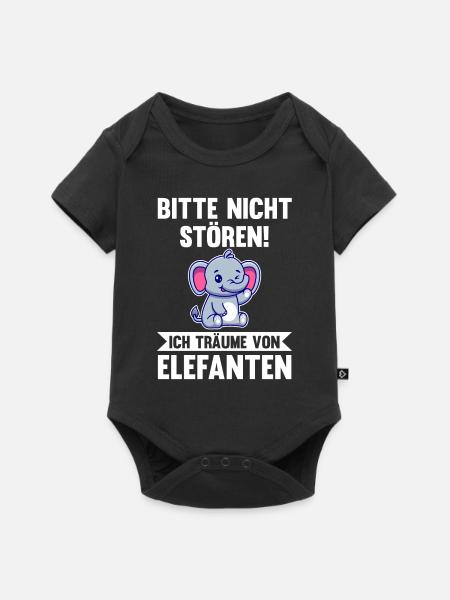 Elefant Elefanten - Baby Premium Kurzarmbody - Schwarz