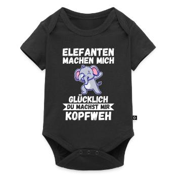 Elefant Elefanten - Baby Premium Kurzarmbody - Schwarz - Vorne