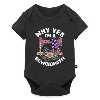 Warum Ja, ich bin ein Sewciopath Lustig Nähen - Baby Premium Kurzarmbody - Schwarz - Vorne