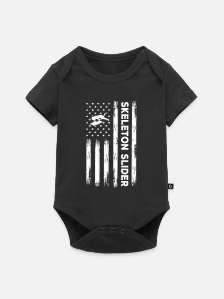USA Fahne Skeleton Amerika - Baby Premium Kurzarmbody - Schwarz
