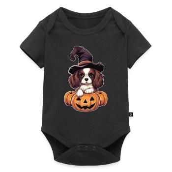 Halloween Witch Hat Pumpkin Dog Cavalier King - Baby Premium short-sleeve bodysuit - black - Front