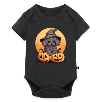 Halloween Witch Hat Pumpkin Dog Poodle - Body à manches courtes Premium Bébé - noir - Devant