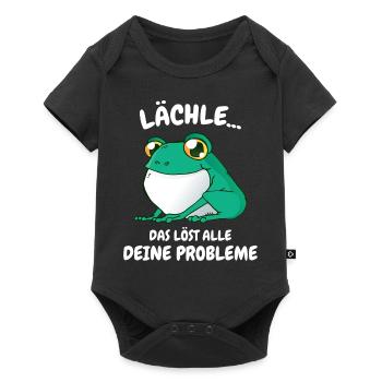 Frosch Grasfrosch Wasserfrosch Kröte - Baby Premium Kurzarmbody - Schwarz - Vorne