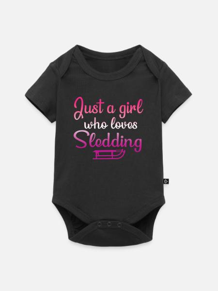 Schlittenfahren Mädchen Design - Baby Premium Kurzarmbody - Schwarz