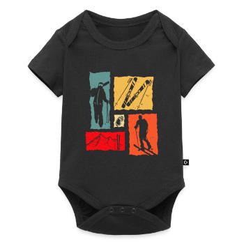Skis de randonnée rétro - Body à manches courtes Premium Bébé - noir - Devant