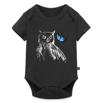 Hibou avec papillon - Body à manches courtes Premium Bébé - noir - Devant