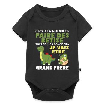 Futur Grand Frère Dinosaure Grand Frère Cadeau - Body à manches courtes Premium Bébé - noir - Devant
