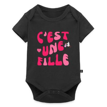 C'est une fille grossesse enceinte bébé - Body à manches courtes Premium Bébé - noir - Devant