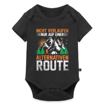 WandernWanderer Rucksack Wanderausflug Bergsteiger - Baby Premium Kurzarmbody - Schwarz - Vorne
