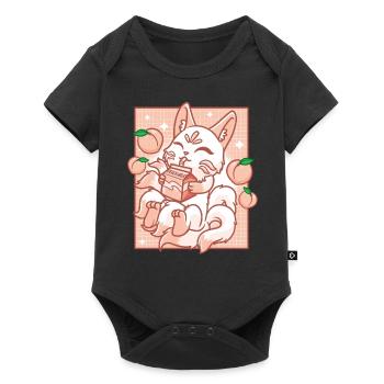 Kitsune Japon Anime Kawaii Peach Milk - Body à manches courtes Premium Bébé - noir - Devant