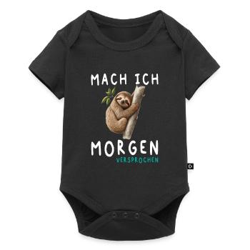 Mach Ich Morgen Versprochen Faultier - Baby Premium Kurzarmbody - Schwarz - Vorne
