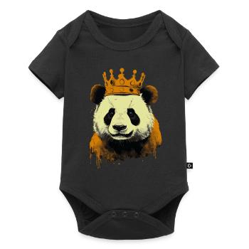 Panda With Crown - Baby Premium short-sleeve bodysuit - black - Front