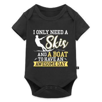 All I need is skis and a boat - Baby Premium short-sleeve bodysuit - black - Front
