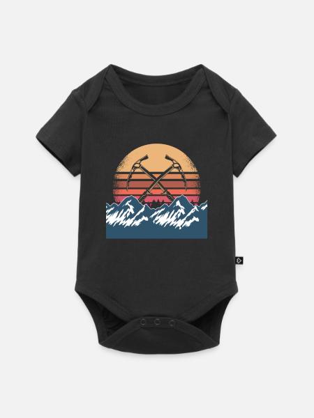 Retro Eisklettern Design - Baby Premium Kurzarmbody - Schwarz