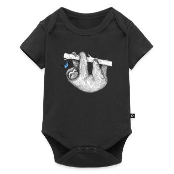 Faultier mit Schmetterling - Baby Premium Kurzarmbody - Schwarz - Vorne