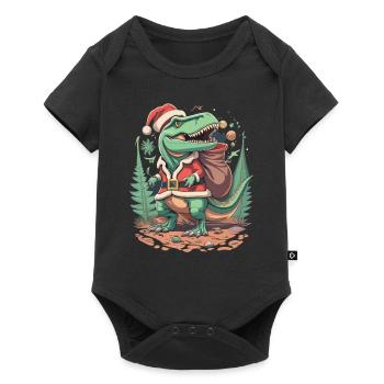 Dinosaur Trex Christmas - Baby Premium short-sleeve bodysuit - black - Front