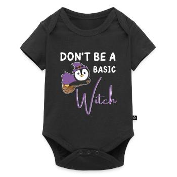Pinguin Halloween Hexen don't be a basic witch - Baby Premium Kurzarmbody - Schwarz - Vorne