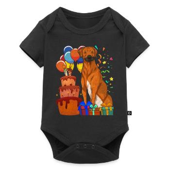 Cadeau de fête d’anniversaire de chien Rhodesian Ridgeback - Body à manches courtes Premium Bébé - noir - Devant