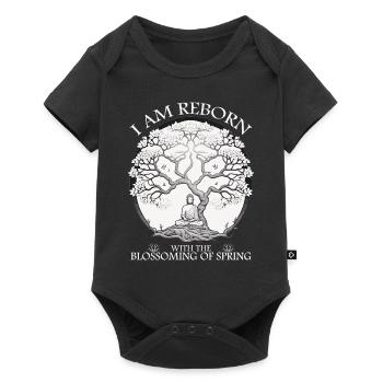 Buddha Meditation Sakura Tree Zen Buddhism Meditat - Baby Premium Kurzarmbody - Schwarz - Vorne