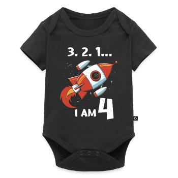Cadeau 4 ans anniversaire garçon ou fille - Body à manches courtes Premium Bébé - noir - Devant