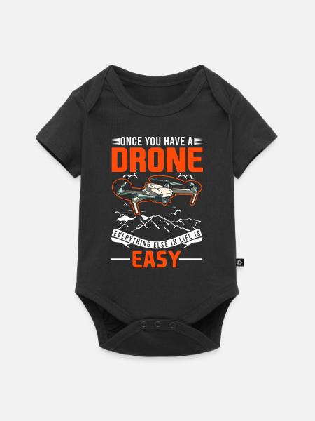 Drohne Drohnenpilot Quadrocopter - Baby Premium Kurzarmbody - Schwarz