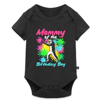 Mom of Birthday Boy Girl Paintball Matching - Baby Premium short-sleeve bodysuit - black - Front