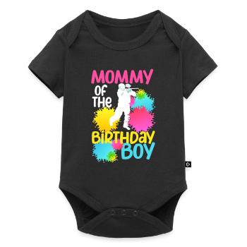 Mama des Geburtstagskindes Paintball Passende - Baby Premium Kurzarmbody - Schwarz - Vorne